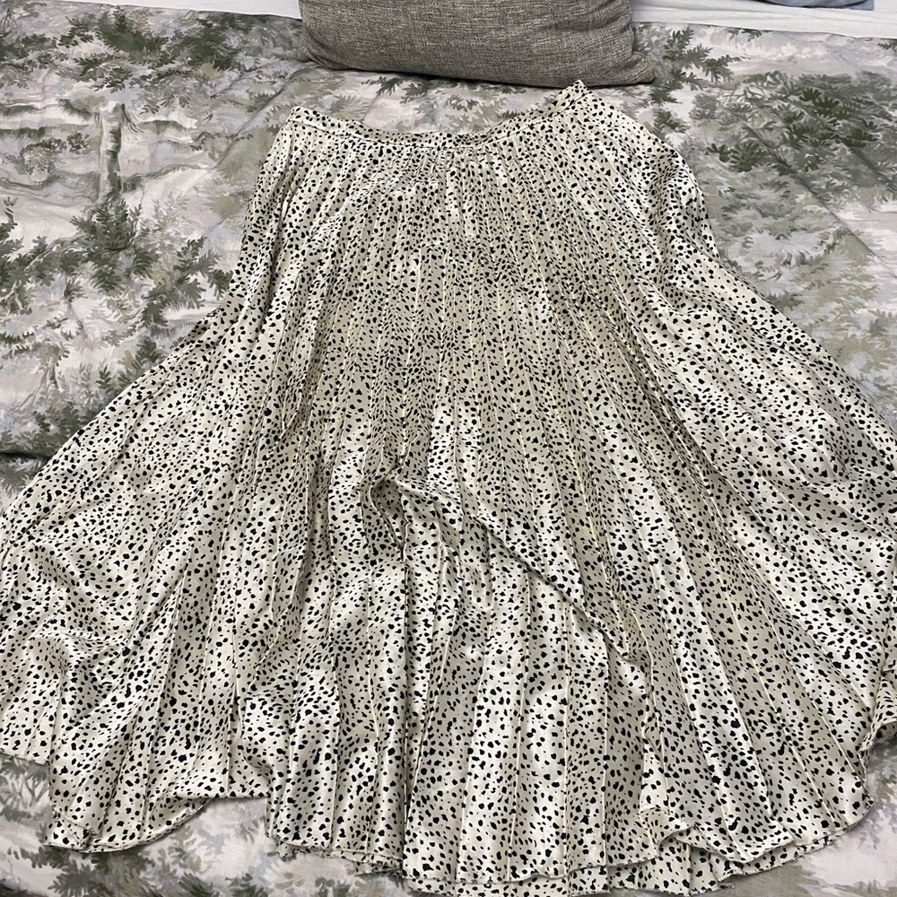 ASOS DESIGN mono leopard satin pleat midi skirt